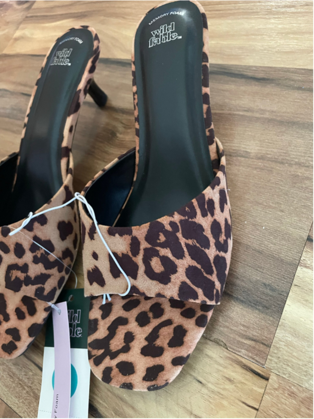 Women's Wild Fable Leopard Print Kitten Heel Sandals Size 8 Brown Black - Picture 4 of 12